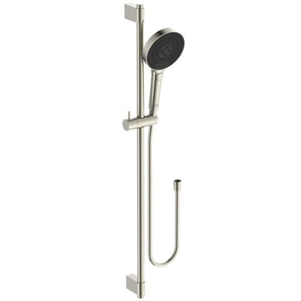 Shower slider rail 90cm material: Brass with hand shower & hose, color: Chrome surface: Brushed Shower slider rails Shower slider rail 90cm material: Brass with hand shower & hose, color: Chrome surface: Brushed Shower slider rails