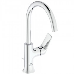 Wash basin tap Deck-mounted L size material: Brass mixer With pop-up waste set, color: Chrome surface: Glossy Deck-mounted