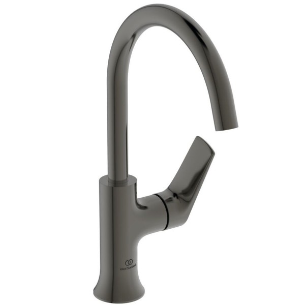 Wash basin tap Deck-mounted L size material: Brass mixer Without waste, color: Grey surface: Brushed Deck-mounted Wash basin tap Deck-mounted L size material: Brass mixer Without waste, color: Grey surface: Brushed Deck-mounted