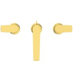 Wash basin tap Deck-mounted dual-level material: Brass With pop-up waste set Μ size, color: Gold surface: Brushed Deck-mounted Wash basin tap Deck-mounted dual-level material: Brass With pop-up waste set Μ size, color: Gold surface: Brushed Deck-mounted