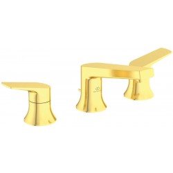 Wash basin tap Deck-mounted dual-level material: Brass With pop-up waste set Μ size, color: Gold surface: Brushed Deck-mounted