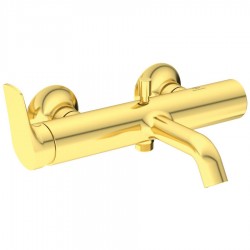 Bathtub tap Wall-mounted exposed material: Brass without hand shower, hose and holder mixer, color: Gold surface: Brushed Wall-mouned exposed