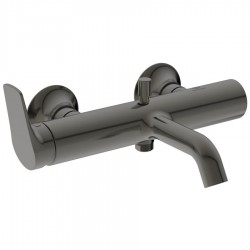 Bathtub tap Wall-mounted exposed material: Brass without hand shower, hose and holder mixer, color: Grey surface: Brushed Wall-mouned exposed