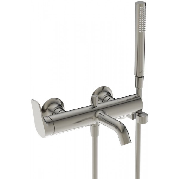 Bathtub tap Wall-mounted exposed material: Brass with hand shower, hose and holder mixer, color: Chrome surface: Brushed Wall-mouned exposed Bathtub tap Wall-mounted exposed material: Brass with hand shower, hose and holder mixer, color: Chrome surface: Brushed Wall-mouned exposed