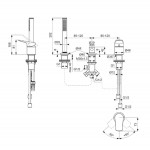 Μπαταρία μπανιέρας επικαθήμενη κομπλέ από ορείχαλκο 3 οπών, Brushed Gold, χρώμα: Χρυσό επιφάνεια: Βουρτσισμένη Επικαθήμενες