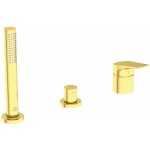 Μπαταρία μπανιέρας επικαθήμενη κομπλέ από ορείχαλκο 3 οπών, Brushed Gold, χρώμα: Χρυσό επιφάνεια: Βουρτσισμένη Επικαθήμενες