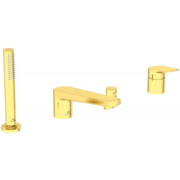Bathtub tap Deck-mounted complete material: Brass, color: Gold surface: Brushed Deck-mounted Bathtub tap Deck-mounted complete material: Brass, color: Gold surface: Brushed Deck-mounted