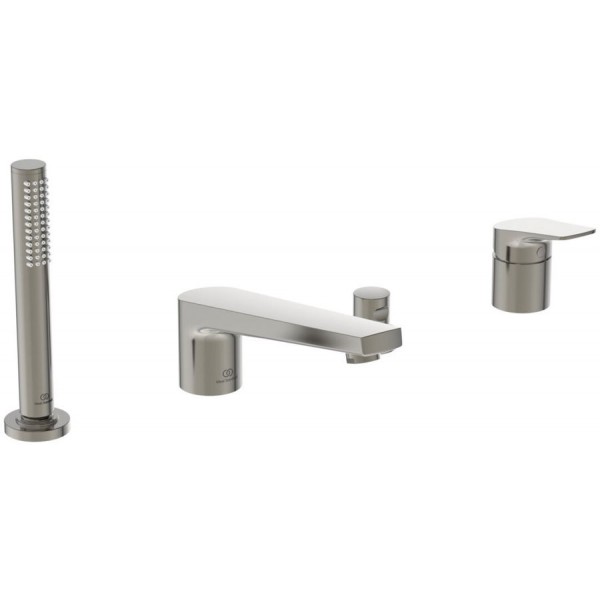 Bathtub tap Deck-mounted complete material: Brass, color: Chrome surface: Brushed Deck-mounted Bathtub tap Deck-mounted complete material: Brass, color: Chrome surface: Brushed Deck-mounted