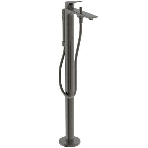 Bathtub tap Floor-standing external part material: Brass, color: Grey surface: Brushed