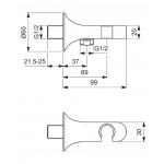 Shower holder Fixed With Outlet elbow material: Brass, color: Grey surface: Brushed Shower holders