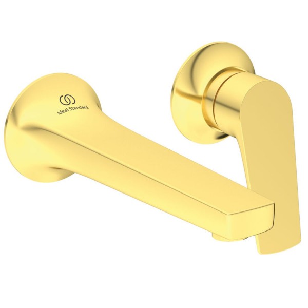 Wash basin tap Wall-mounted - external part 2 holes mixer Without waste, color: Gold material: Brass surface: Brushed Wall-mounted - external part