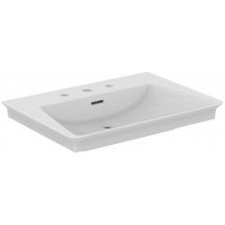 Washbasin for furniture 66x47 material: Porcelain With overflow With three holes, color: White surface: Glossy Furniture basins
