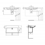 Washbasin for furniture 86x47 material: Porcelain With overflow Without hole, color: White surface: Glossy Furniture basins