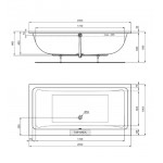 Bathtub Rectangular 200x100 material: Acrylic, color: White no grab bars surface: Glossy Rectangular