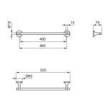 Towel 45cm Fixed material: Brass single, color: Grey surface: Brushed Towel rails Towel 45cm Fixed material: Brass single, color: Grey surface: Brushed Towel rails