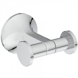 Hook double Flat wall mounted material: Brass, color: Chrome surface: Glossy Hooks