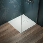 Ντουζιέρα τετράγωνη 80x80x3,5 από συνθετικό silk white, χρώμα: Λευκό επιφάνεια: Ματ Τετράγωνες