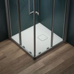 Ντουζιέρα τετράγωνη 70x70x3,5 από συνθετικό silk white, χρώμα: Λευκό επιφάνεια: Ματ Τετράγωνες