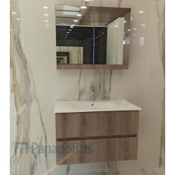 Bathroom furniture set with washbasin 79x45x50 material: Wood composite wall mounted, color: Wood Oak Bathroom furniture sets