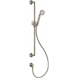Βέργα ντους 80cm από ορείχαλκο 1,5m, Finox Brushed Nickel με τηλέφωνο, σπιράλ & παροχή, χρώμα: Χρωμέ επιφάνεια: Βουρτσισμένη Βέργες ντους