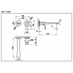 Wash basin tap Wall-mounted - external part 2 holes mixer Without waste, color: Black material: Brass surface: Glossy Wall-mounted - external part