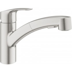 Kitchen tap Deck-mounted material: Brass with shower, color: Chrome surface: Brushed