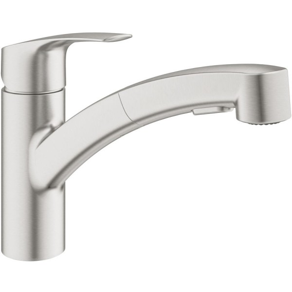 Kitchen tap Deck-mounted material: Brass with shower, color: Chrome surface: Brushed Deck-mounted Kitchen tap Deck-mounted material: Brass with shower, color: Chrome surface: Brushed Deck-mounted