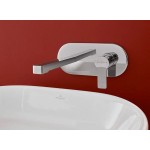 Wash basin tap Wall-mounted - external part mixer With plate With push-open waste set, color: Chrome material: Brass surface: Glossy Wall-mounted - external part