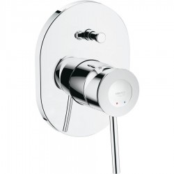Shower tap Wall-mounted concealed - complete set 2 way material: Brass mixer With plate without hand shower, hose and holder, color: Chrome surface: Glossy Wall-mounted - external part