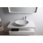 Νιπτήρας ελευθέρας τοποθέτησης 60x40x14,5 από solid surface χωρίς οπή  χωρίς υπερχείλιση OV, χρώμα: Λευκό επιφάνεια: Ματ Ελευθέρας τοποθέτησης