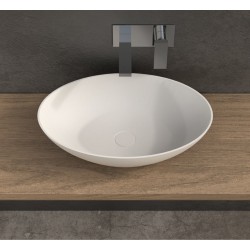 Washbasin Free standing 60x40x14,5 material: Solid Surface Without hole Without overflow OV, waste cover not included, color: White surface: Matt