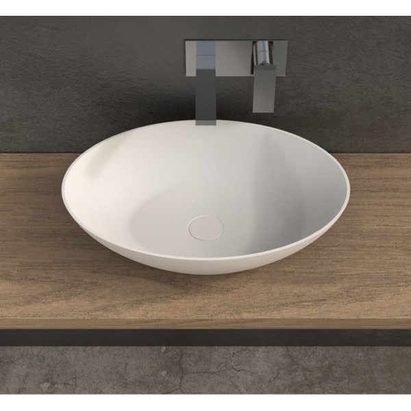 Νιπτήρας ελευθέρας τοποθέτησης 60x40x14,5 από solid surface χωρίς οπή  χωρίς υπερχείλιση OV, χρώμα: Λευκό επιφάνεια: Ματ Ελευθέρας τοποθέτησης