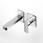 Wash basin tap Wall-mounted concealed - complete set 2 holes material: Brass Without waste 19,4cm, color: Chrome surface: Glossy Wall-mounted - external part Wash basin tap Wall-mounted concealed - complete set 2 holes material: Brass Without waste 19,4cm, color: Chrome surface: Glossy Wall-mounted - external part