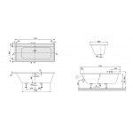 Bathtub Rectangular 180x80 material: Quaryl, color: White no grab bars surface: Glossy Rectangular