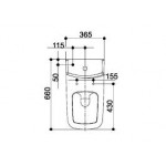 Floor standing close-coupled toilet & flushing cistern & toilet seat soft closing, style: Wrapover horizontal outlet p Simple with rim 66x36,5 surface: Glossy, color: White Floor standing close-coupled
