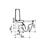 Floor standing close-coupled toilet & flushing cistern & toilet seat soft closing, style: Wrapover horizontal outlet p Simple with rim 66x36,5 surface: Glossy, color: White Floor standing close-coupled