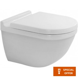 Wall-mounted toilet & toilet seat, style: Wrapover hidden fixation with rim 54x36 surface: Glossy, color: White Wall-mounted