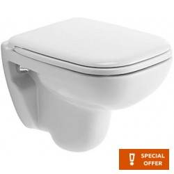 Σετ Λεκάνη επίτοιχη (κρεμαστή) υψηλής πίεσης + Κάλυμμα soft closing Sandwich με χείλος 48x35 επιφάνεια: Γυαλιστερή, χρώμα: Λευκό