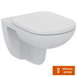 Wall-mounted toilet & toilet seat, style: Wrapover with rim 53x36 surface: Glossy, color: White