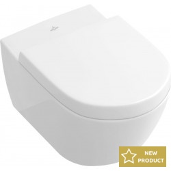 Wall-mounted toilet & toilet seat soft closing, style: Wrapover hidden fixation Self-Cleaning / with rim Ceramic plus 56,5x37,5 surface: Glossy, color: White
