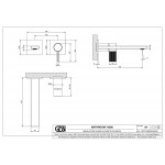 Wash basin tap Wall-mounted - external part 2 holes mixer Without waste, color: Black material: Brass surface: Brushed Wall-mounted - external part