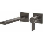 Wash basin tap Wall-mounted - external part 2 holes mixer Without waste, color: Black material: Brass surface: Brushed Wall-mounted - external part