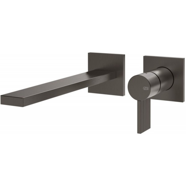 Wash basin tap Wall-mounted - external part 2 holes mixer Without waste, color: Black material: Brass surface: Brushed Wall-mounted - external part