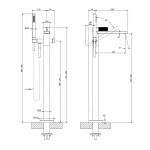 Bathtub tap Floor-standing external part material: Brass, color: Black surface: Brushed Floor standing