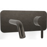 Wash basin tap Wall-mounted - external part mixer With plate With push-open waste set, color: Black 15,3cm material: Brass surface: Glossy Wall-mounted - external part