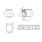 Floor standing toilet & toilet seat soft closing, style: Sandwich Aquablade back to wall horizontal outlet p Slim 56,5x36 surface: Glossy, color: White Floor standing Floor standing toilet & toilet seat soft closing, style: Sandwich Aquablade back to wall horizontal outlet p Slim 56,5x36 surface: Glossy, color: White Floor standing