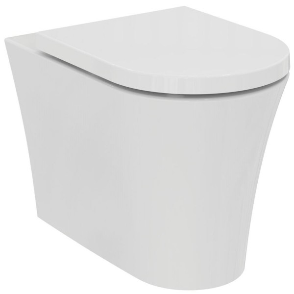 Floor standing toilet & toilet seat soft closing, style: Wrapover Aquablade back to wall horizontal outlet p 56,5x36 surface: Glossy, color: White Floor standing
