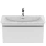 Βάση επίπλου με νιπτήρα 80x44x37,5 από λάκα επίτοιχου τύπου με 1 νιπτήρα με 1 συρτάρι, Matt White, χρώμα: Λευκό Βάσεις επίπλου με νιπτήρα