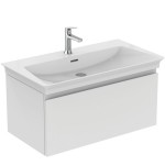 Βάση επίπλου με νιπτήρα 80x44x37,5 από λάκα επίτοιχου τύπου με 1 νιπτήρα με 1 συρτάρι, Matt White, χρώμα: Λευκό Βάσεις επίπλου με νιπτήρα