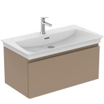 Βάση επίπλου με νιπτήρα 80x44x37,5 από λάκα επίτοιχου τύπου με 1 νιπτήρα με 1 συρτάρι, Greige Matt, χρώμα: Γκρι/Μπεζ Βάσεις επίπλου με νιπτήρα